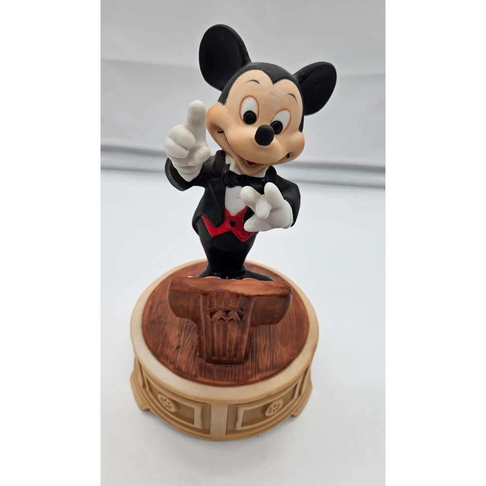 Disney Mickey Mouse Conductor Music Box Figurine Tuxedo Maestro Vintage Style